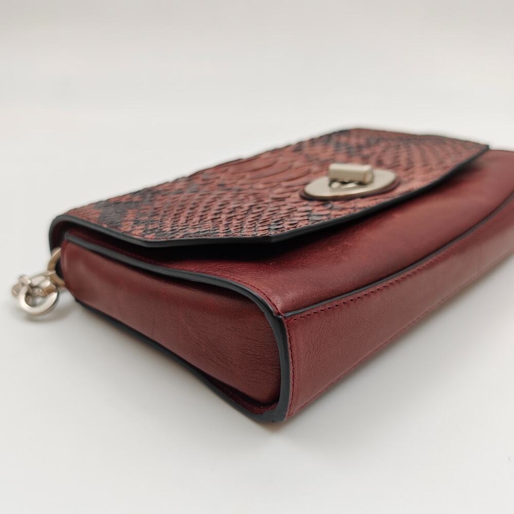 Coach Crosstown Python Embossed Leather Turnlock Crossbody Bag Brown Snake Print - Picture 6 of 10